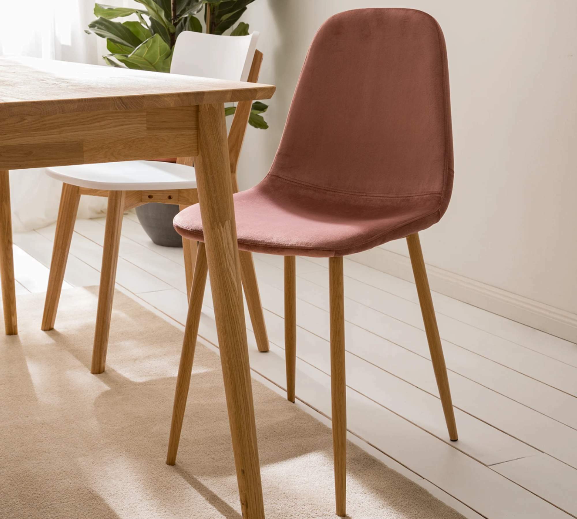 2x Polsterstuhl Samt Metall Rosa 0