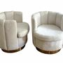 2x Armchair Fabric Metal Cream 0
