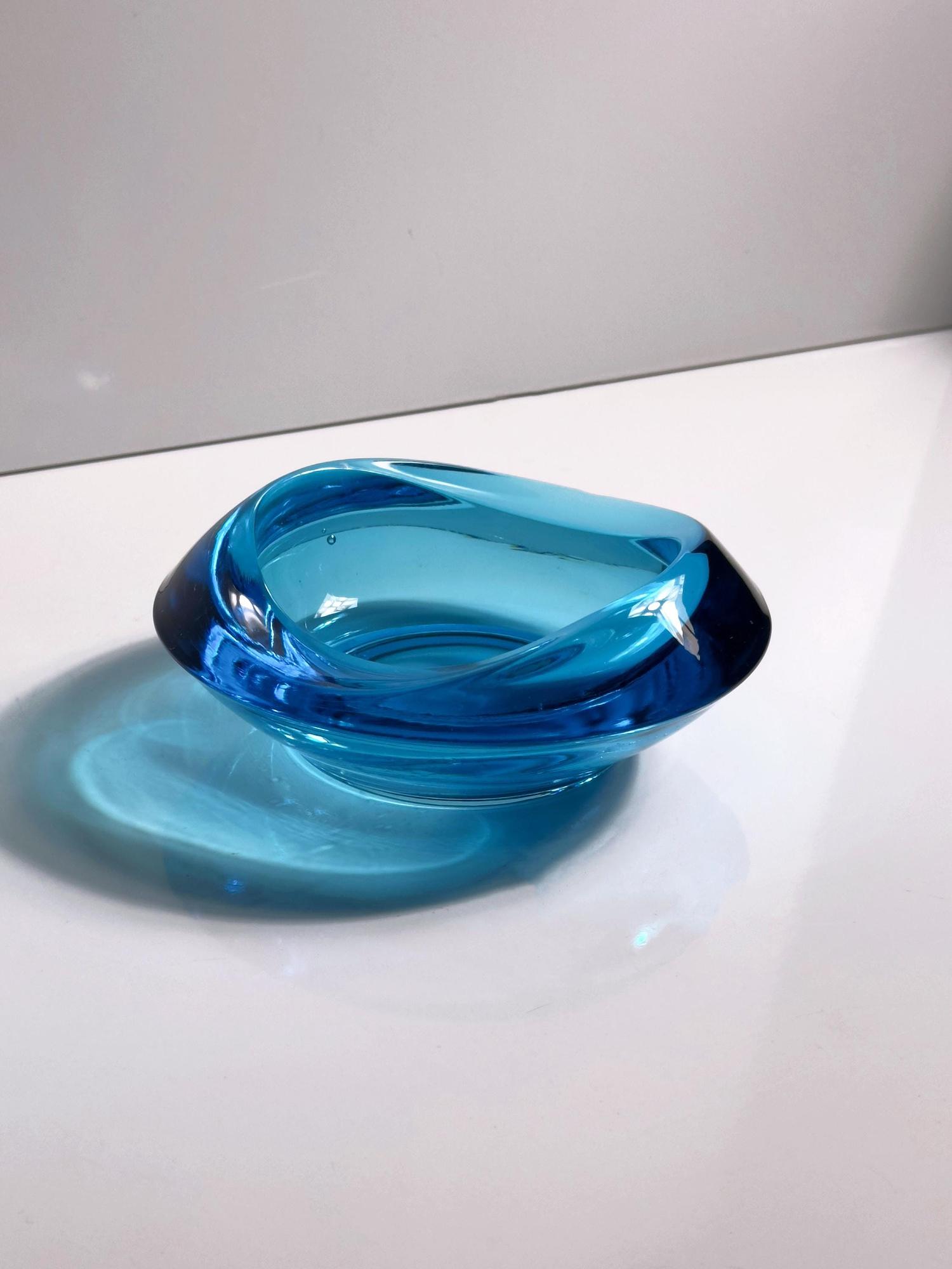 Vintage Aschenbecher Glas Azur 1960er Jahre 1