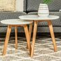 2er Set Beistelltisch Massivholz Weiß 3
