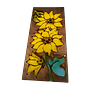 Vintage Keramik Wandfliese Sonnenblumen Gelb Braun 0