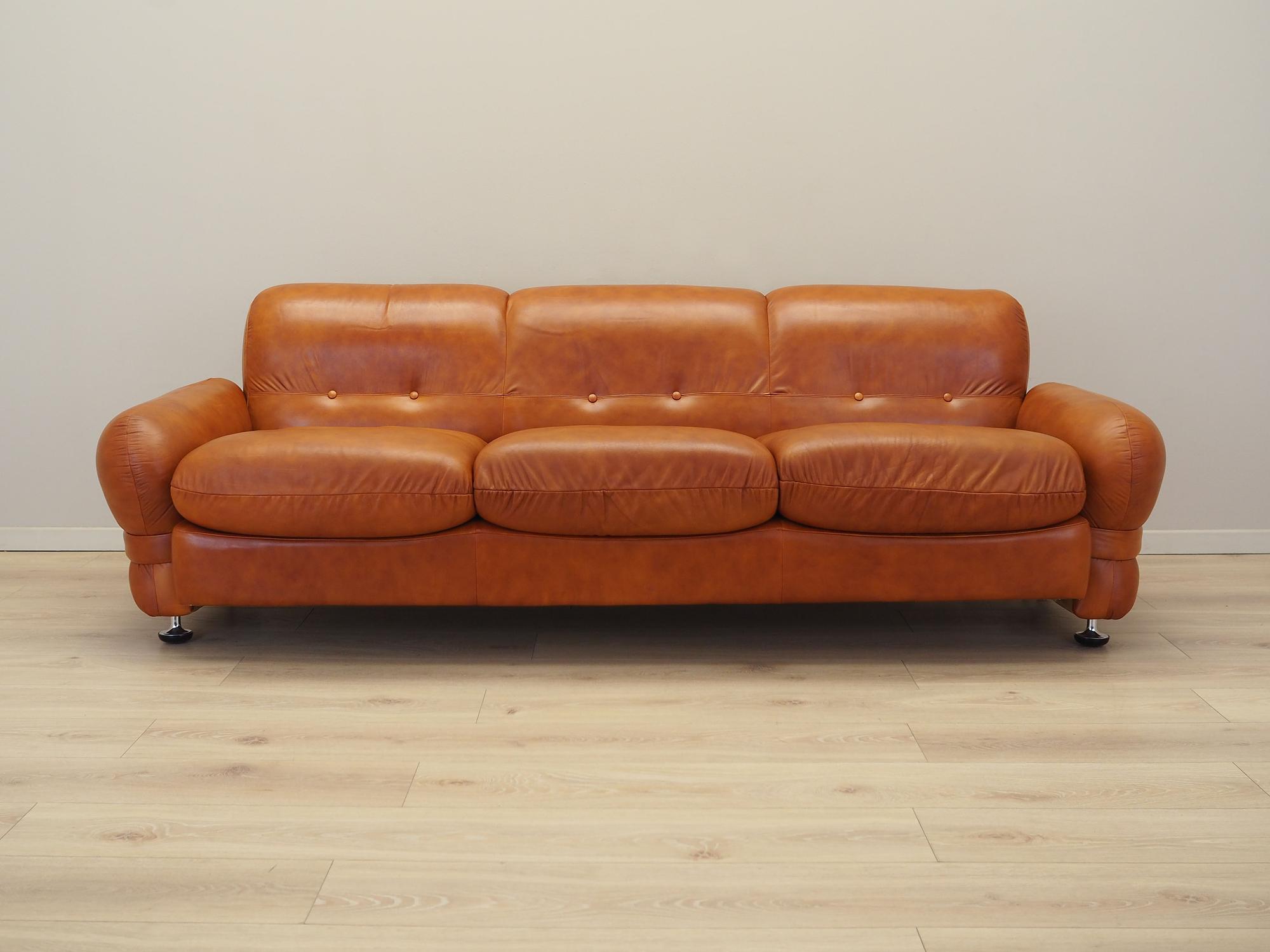 Sofa Leather Red 1970s 1