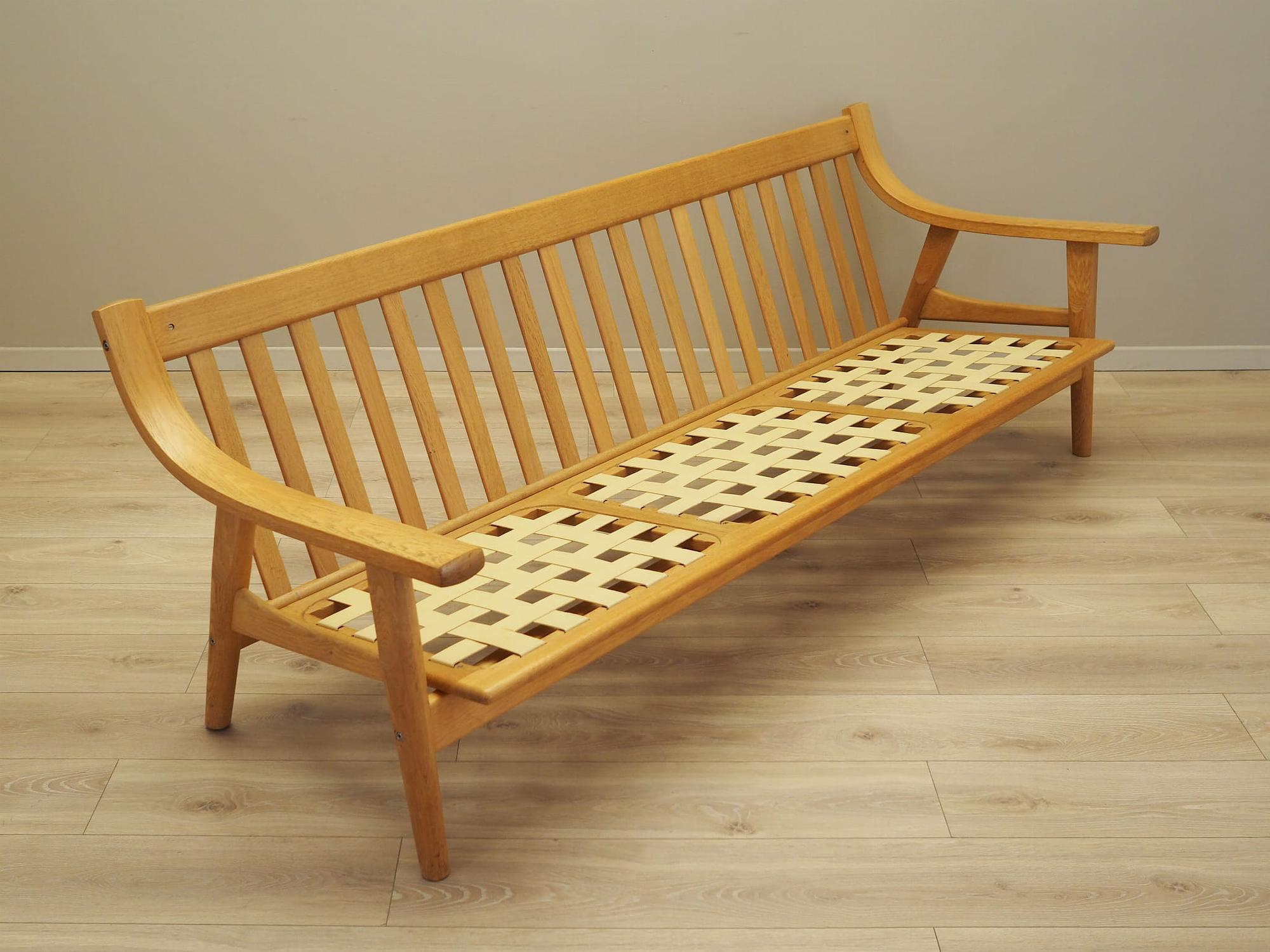 Vintage Sofa 3-Sitzer Eichenholz Textil Grau 1960er Jahre 14