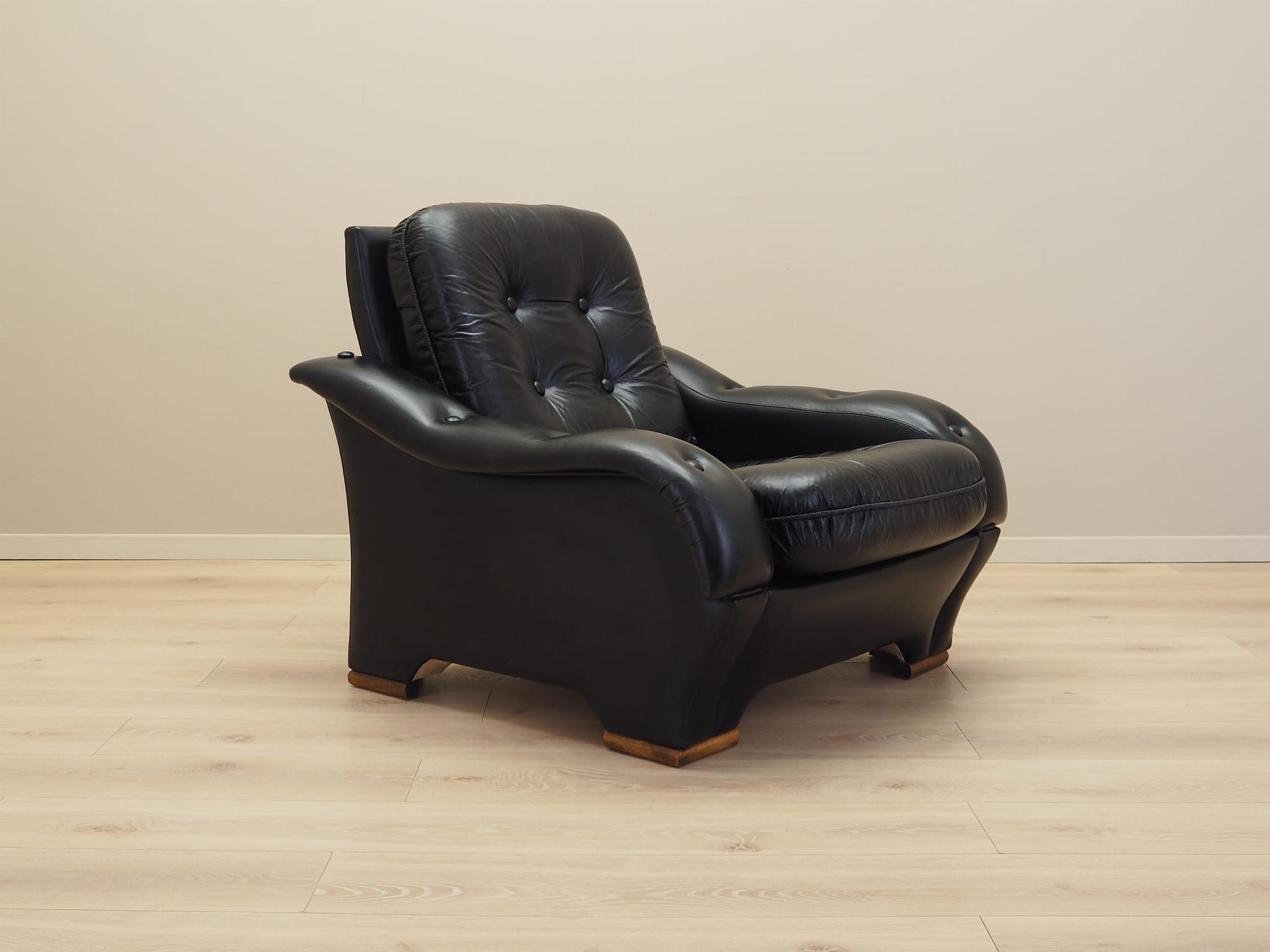 Armchair Faux Leather Black 1980s 10