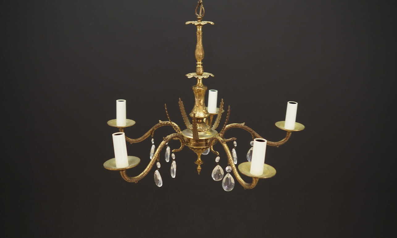 Vintage Chandelier Brass Gold 1960s 2