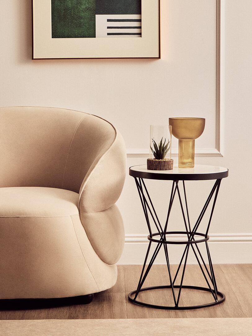 Shalimar Round Side Table Marble Metal 2