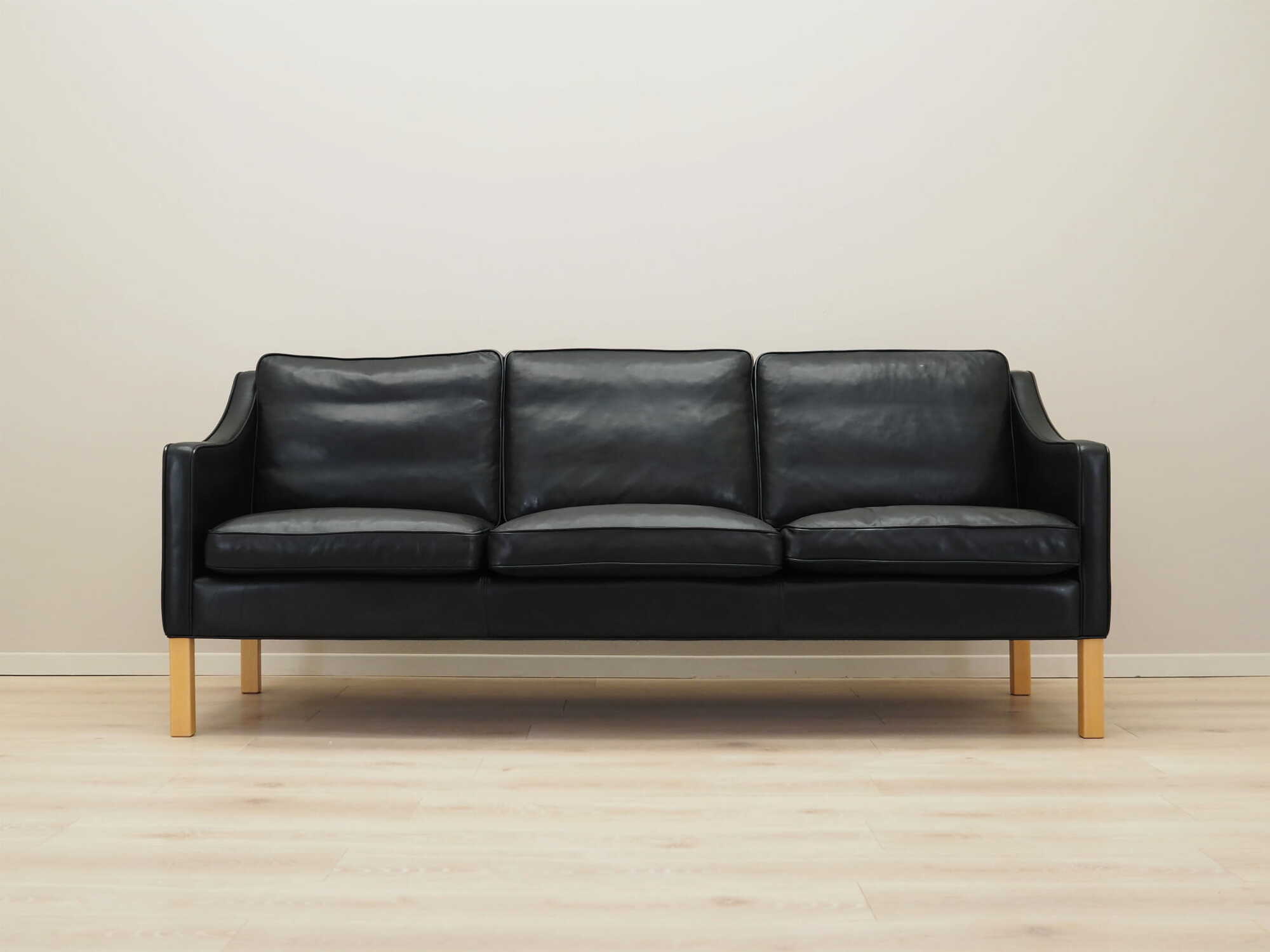 Sofa Leather Black 1970s 1