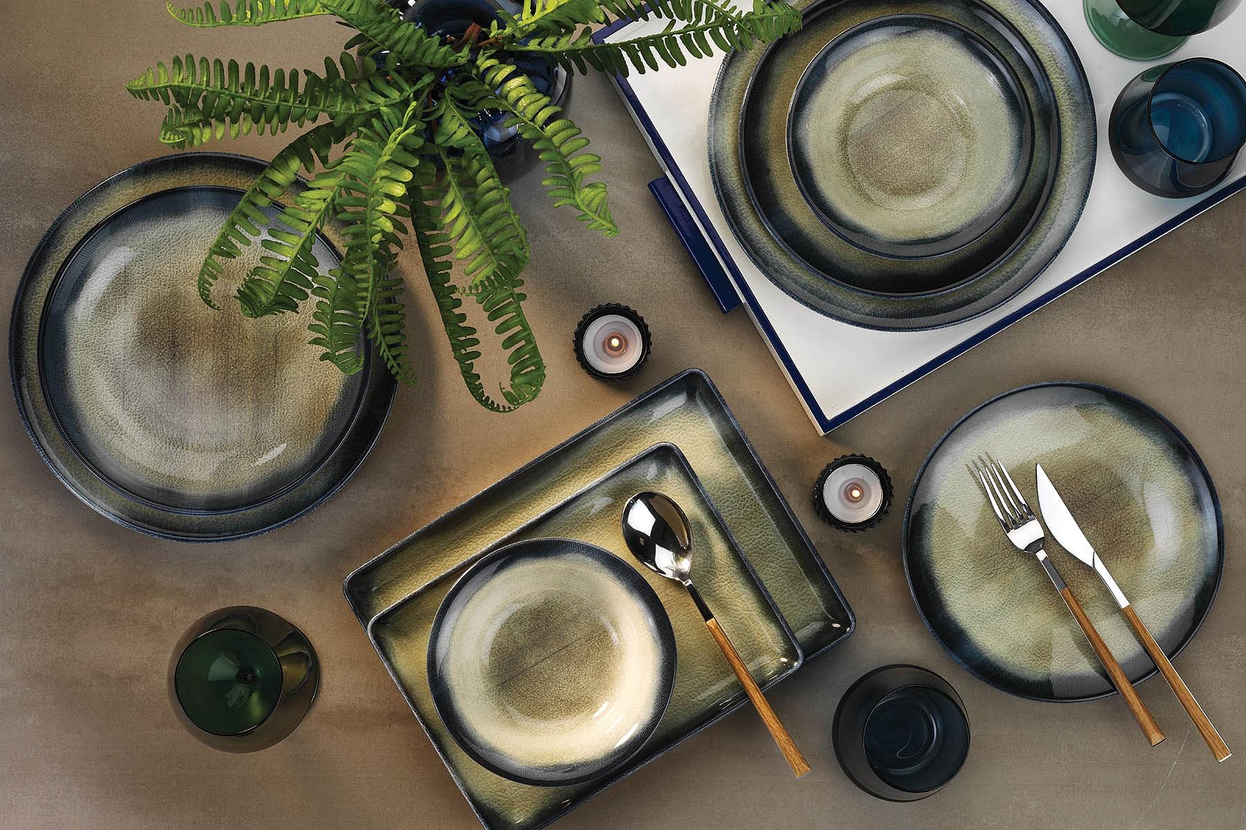 Tableware set 26-pc. Porcelain Blue Brown 0