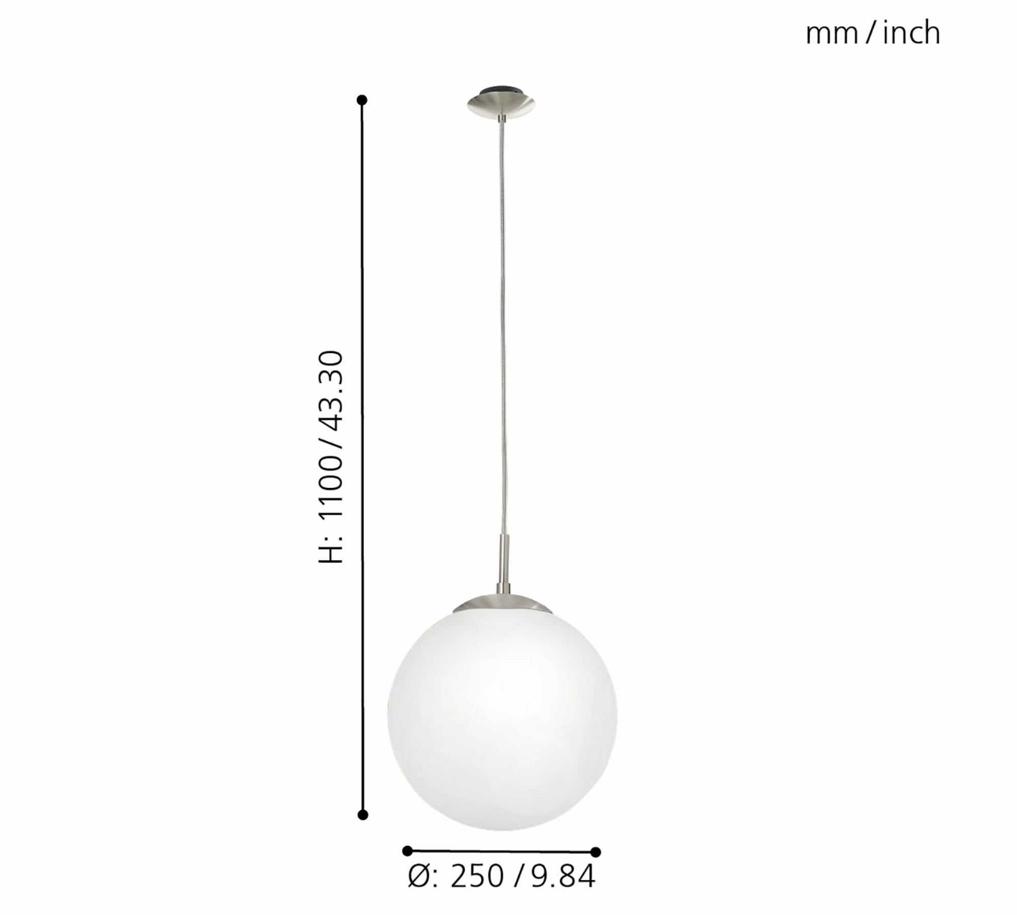 Pendant lamp opal glass matte white 3