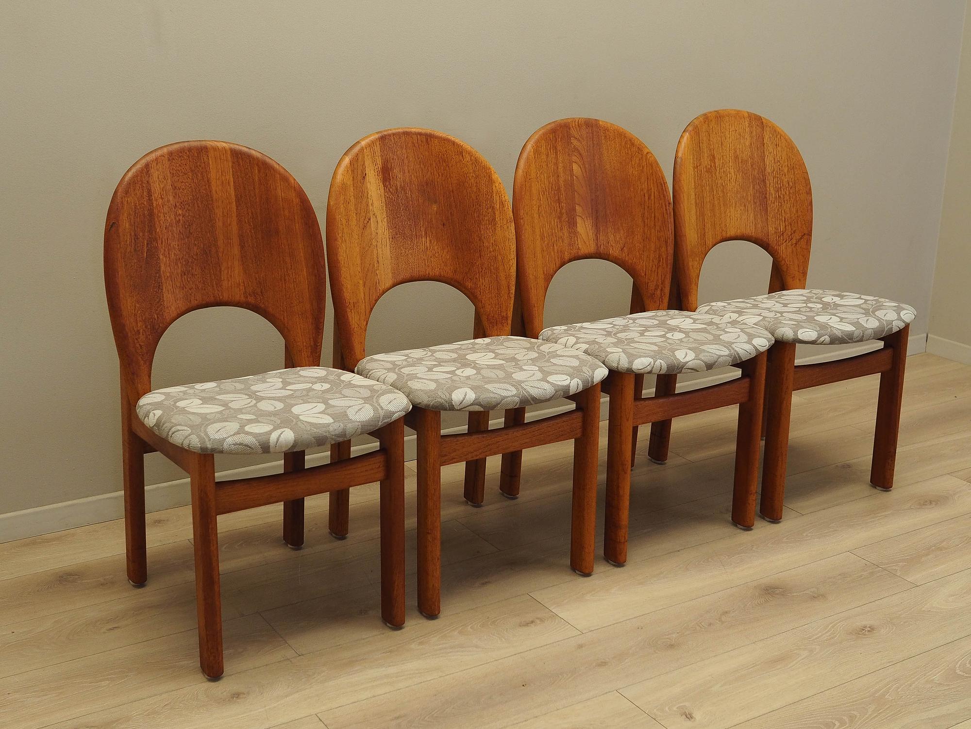 Teak wood chairs set of 4 Light brown 1960s 5