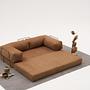 Comfort Schlafsofa 2-Sitzer mit Hocker Braun 3