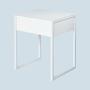 Minimalistischer Beistelltisch Glas Metall Weiß 0