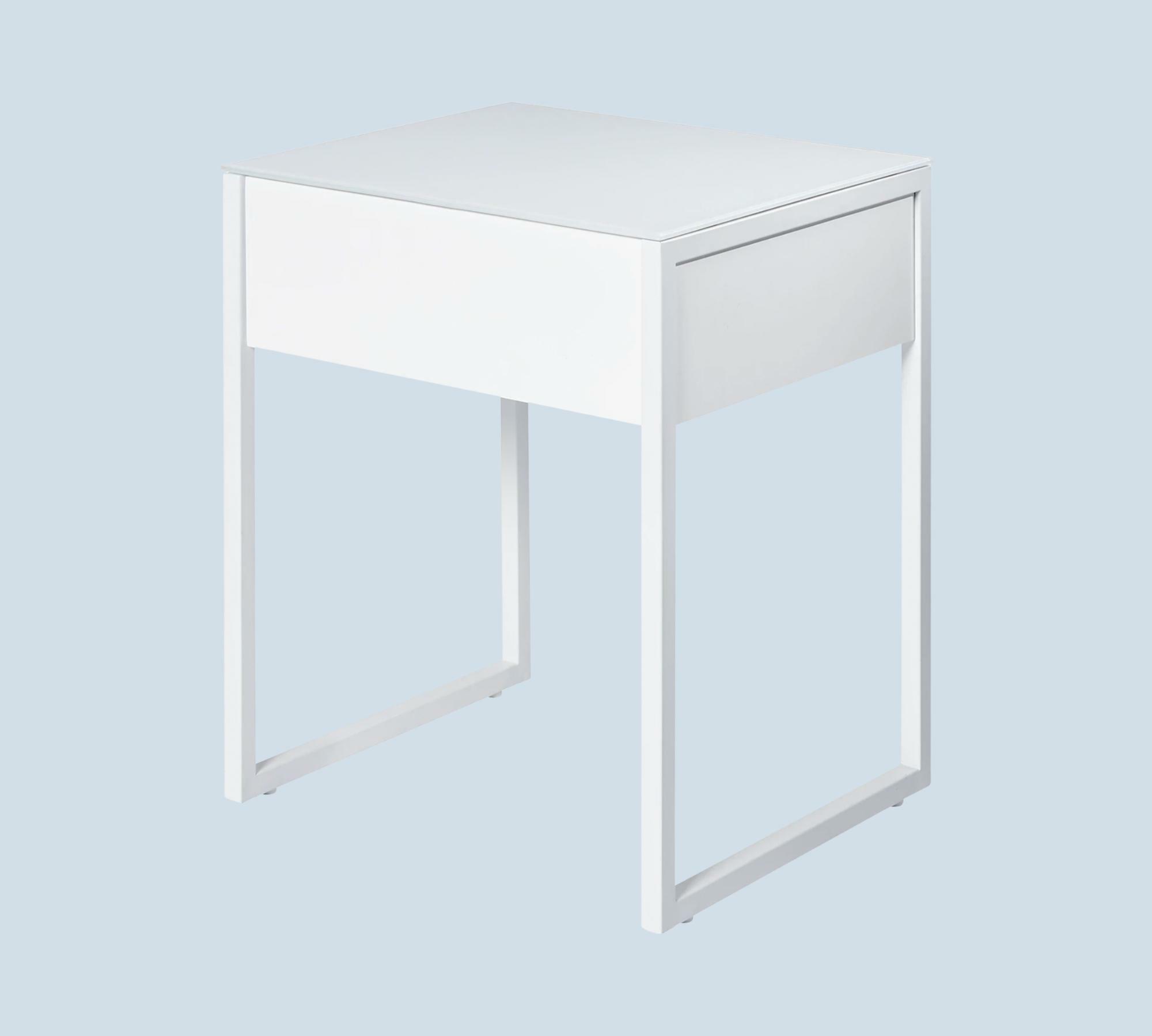 Minimalistischer Beistelltisch Glas Metall Weiß 0
