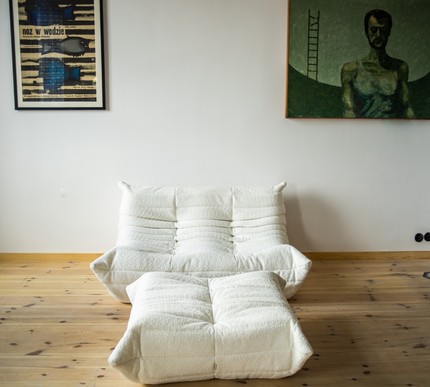 Togo Lounge Set 3 pezzi Bouclé Bianco 1