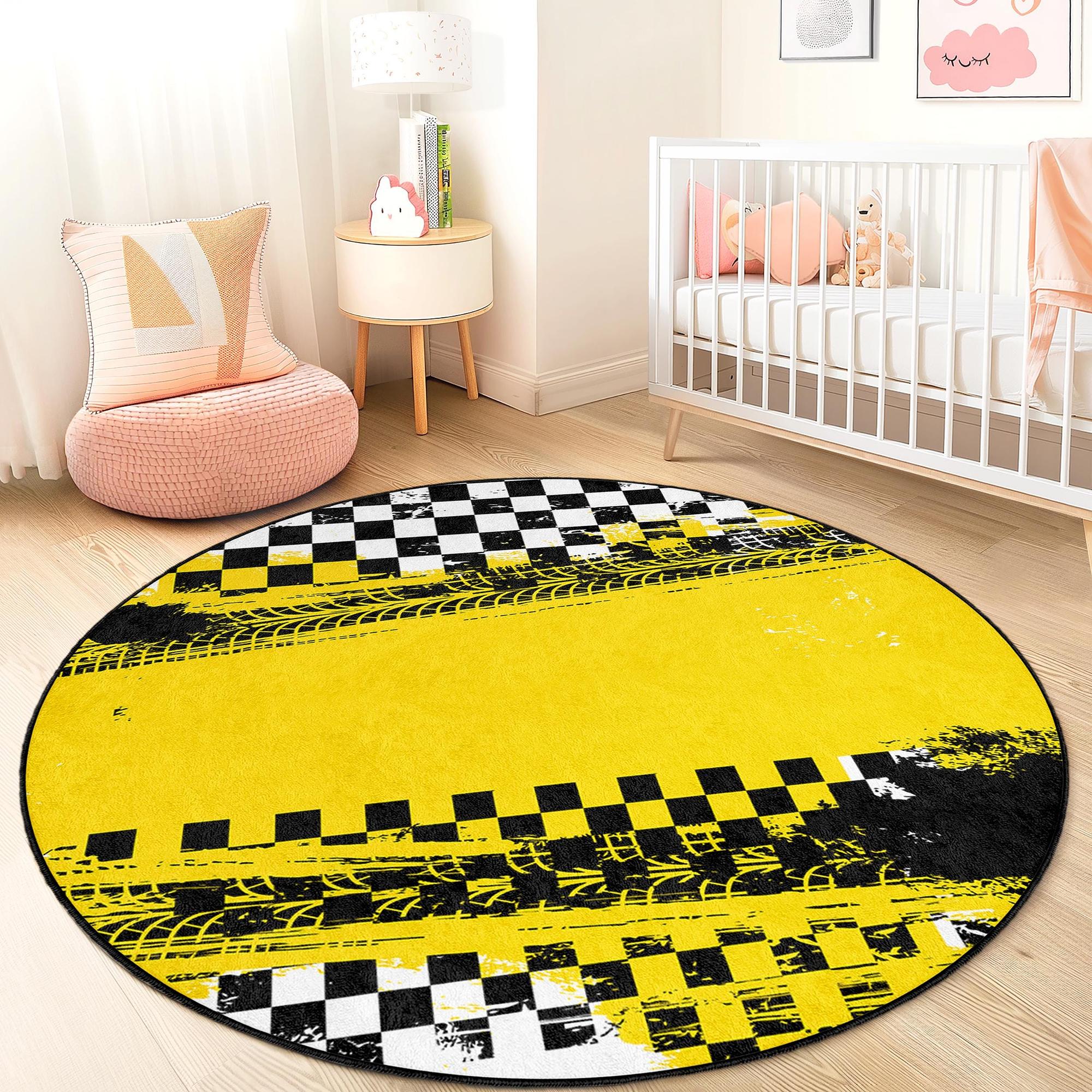 Reifen Spuren Kinderteppich Mehrfarbig ⌀120cm 0