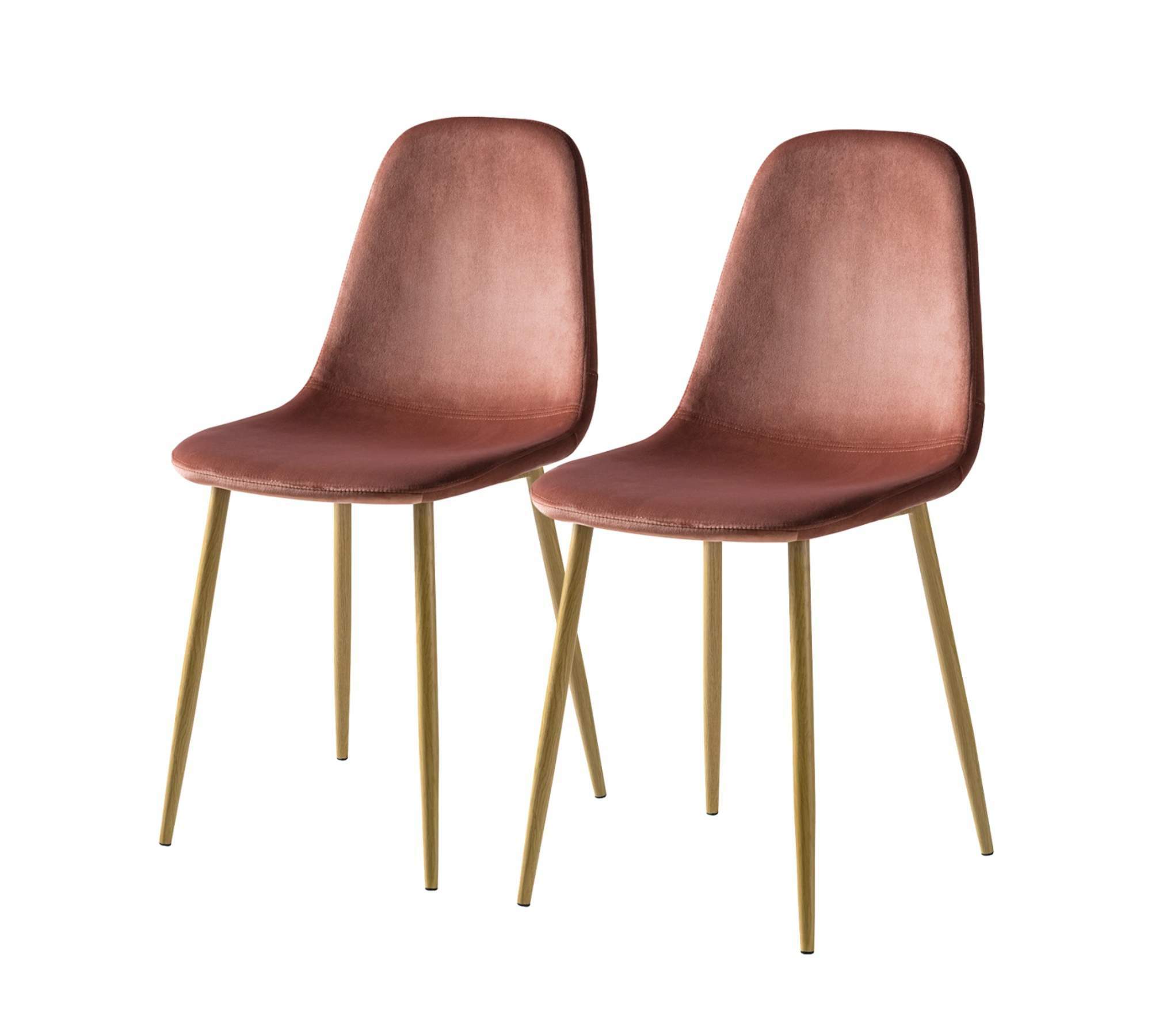 2x Polsterstuhl Samt Metall Rosa 1