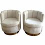 2x Armchair Fabric Metal Cream 1