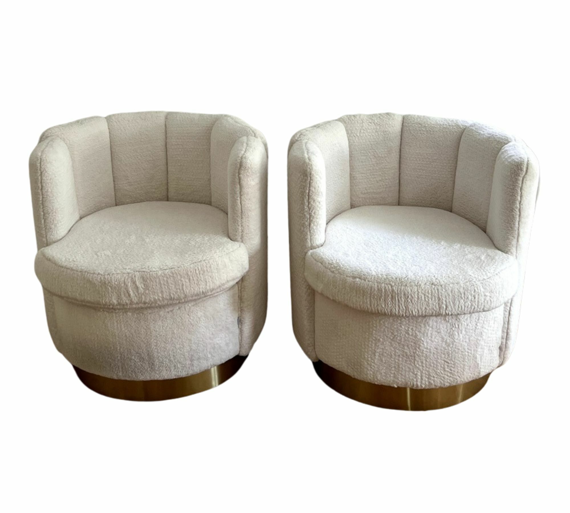 2x Armchair Fabric Metal Cream 1