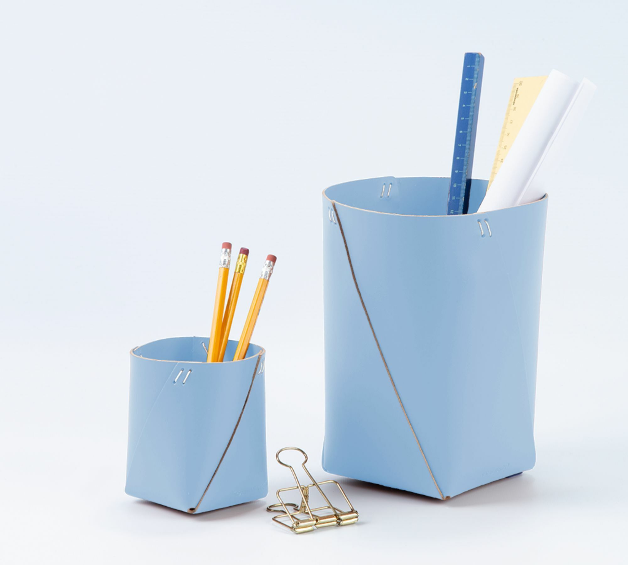 Stiftehalter 100% Recyceltes Leder Blau 5