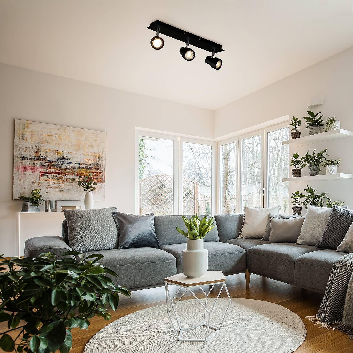 Rock LED Ceiling Light Iron 3-flame 1