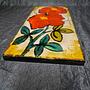 Vintage Wandfliese Keramik Blume Rot 2