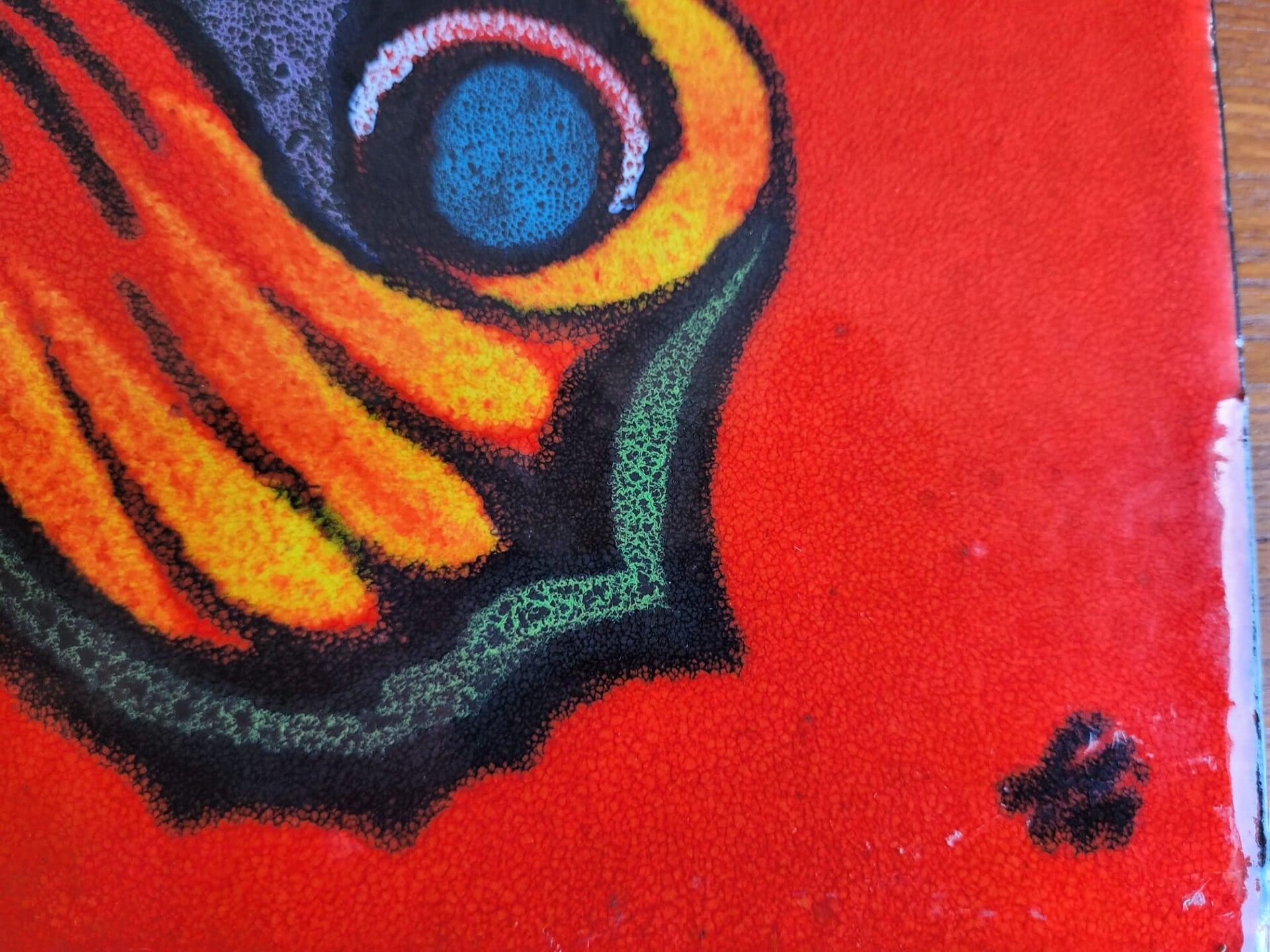 Vintage Keramikfliese Schmetterling Bunt 1
