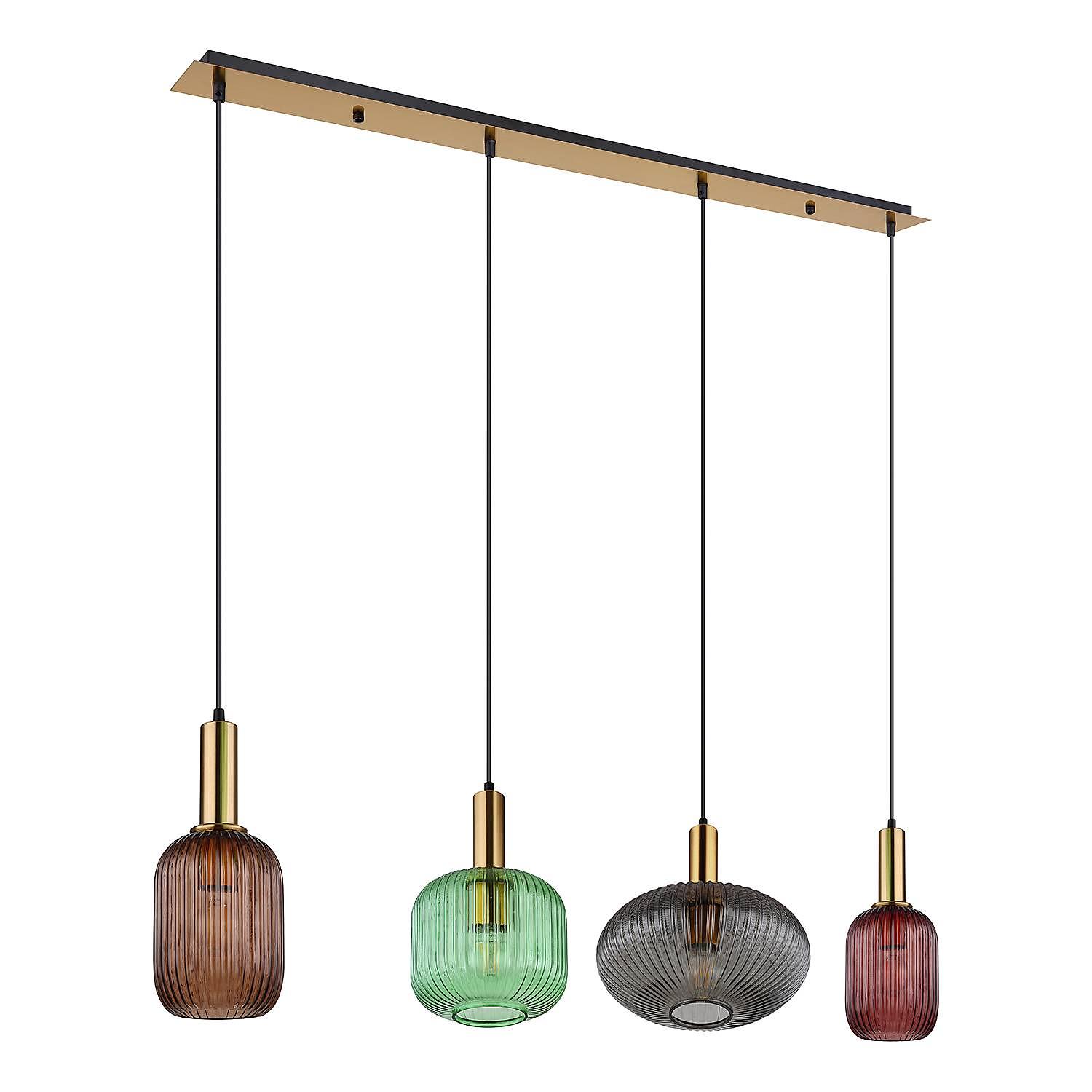 Normy Pendelleuchte 4-Flammig Eisen Farbglas Bunt  3