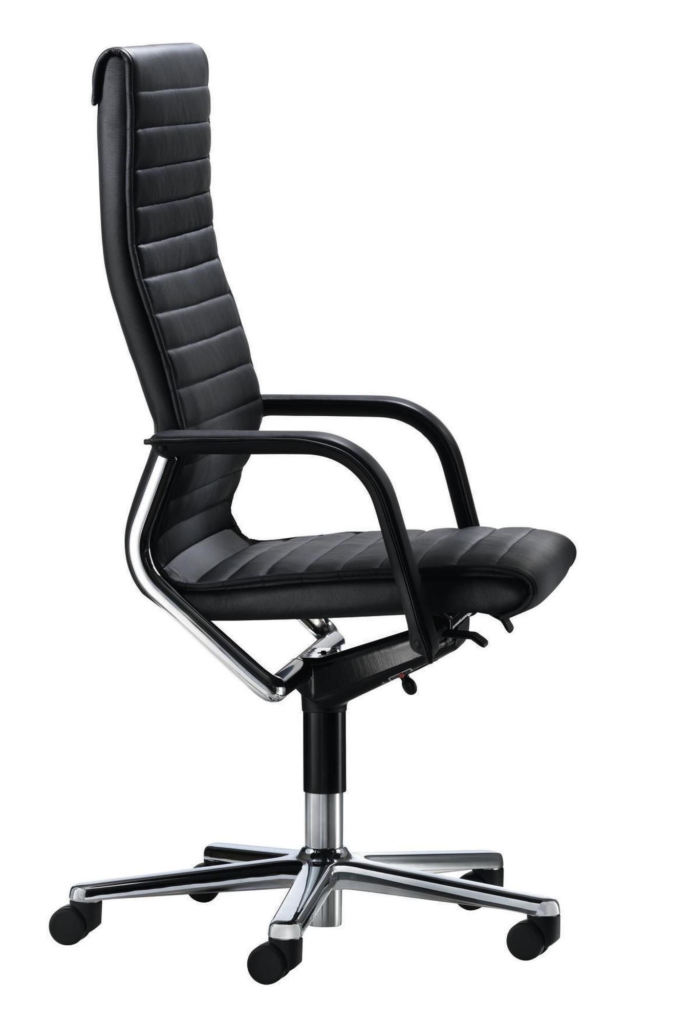FS Management Drehstuhl Leder Chrom Schwarz 2