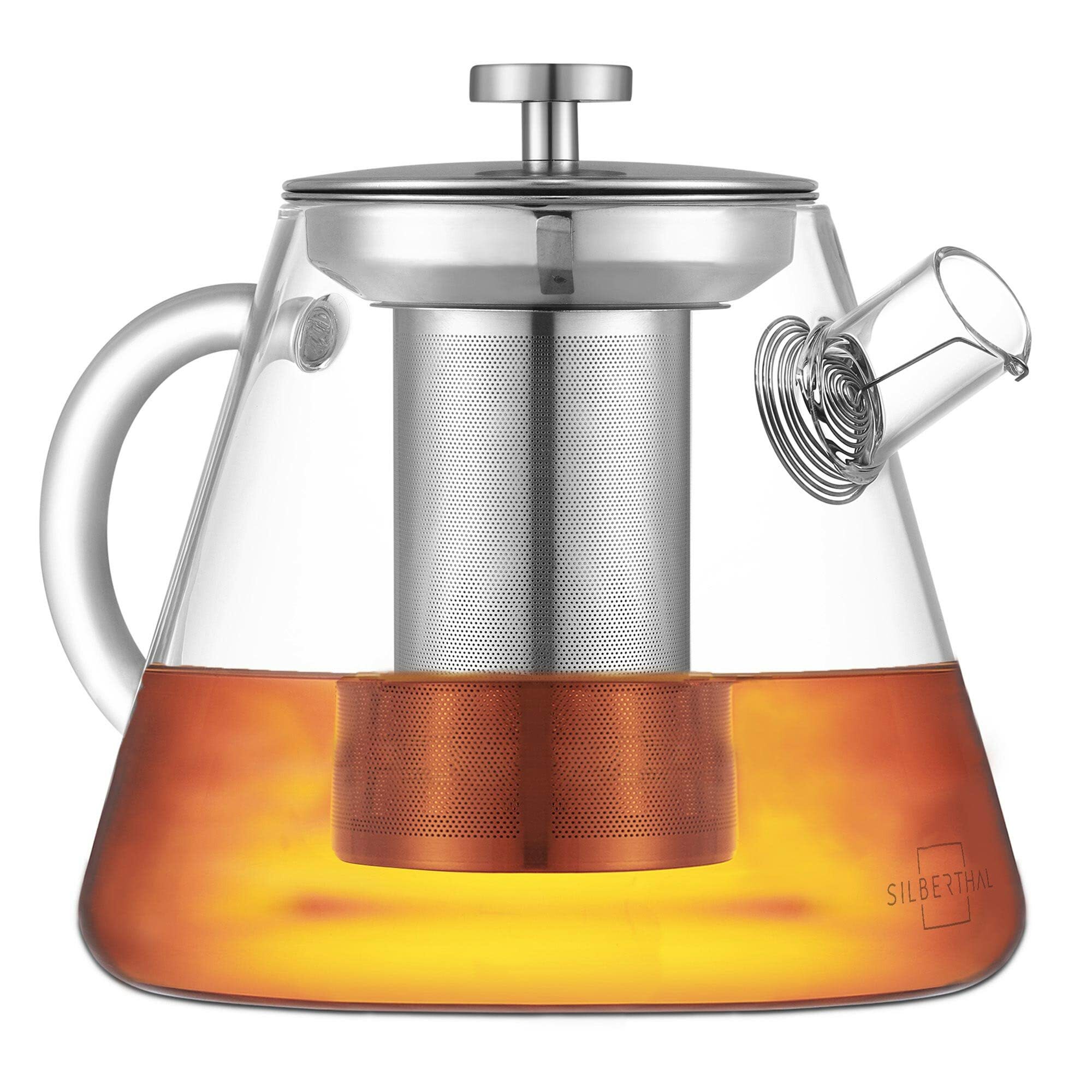 Teekanne Glas Edelstahl Transparent 1,5 Liter 0