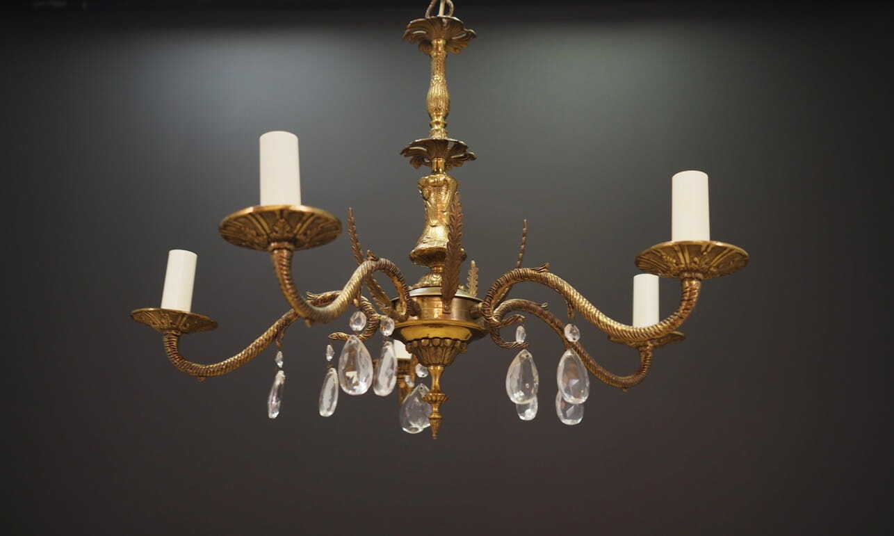 Vintage Chandelier Brass Gold 1960s 3