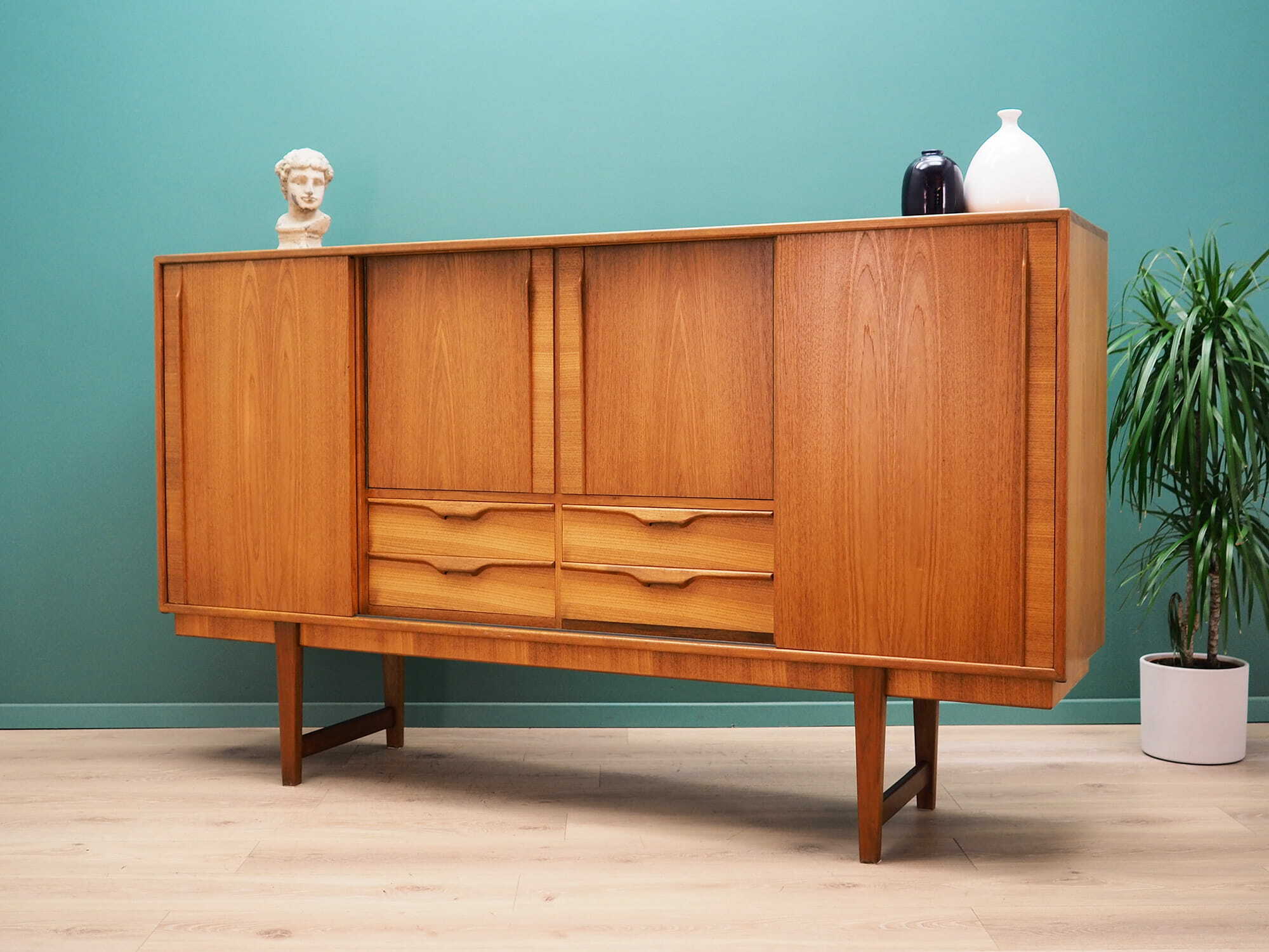 Vintage Highboard Teakholz Braun 1960er Jahre 5