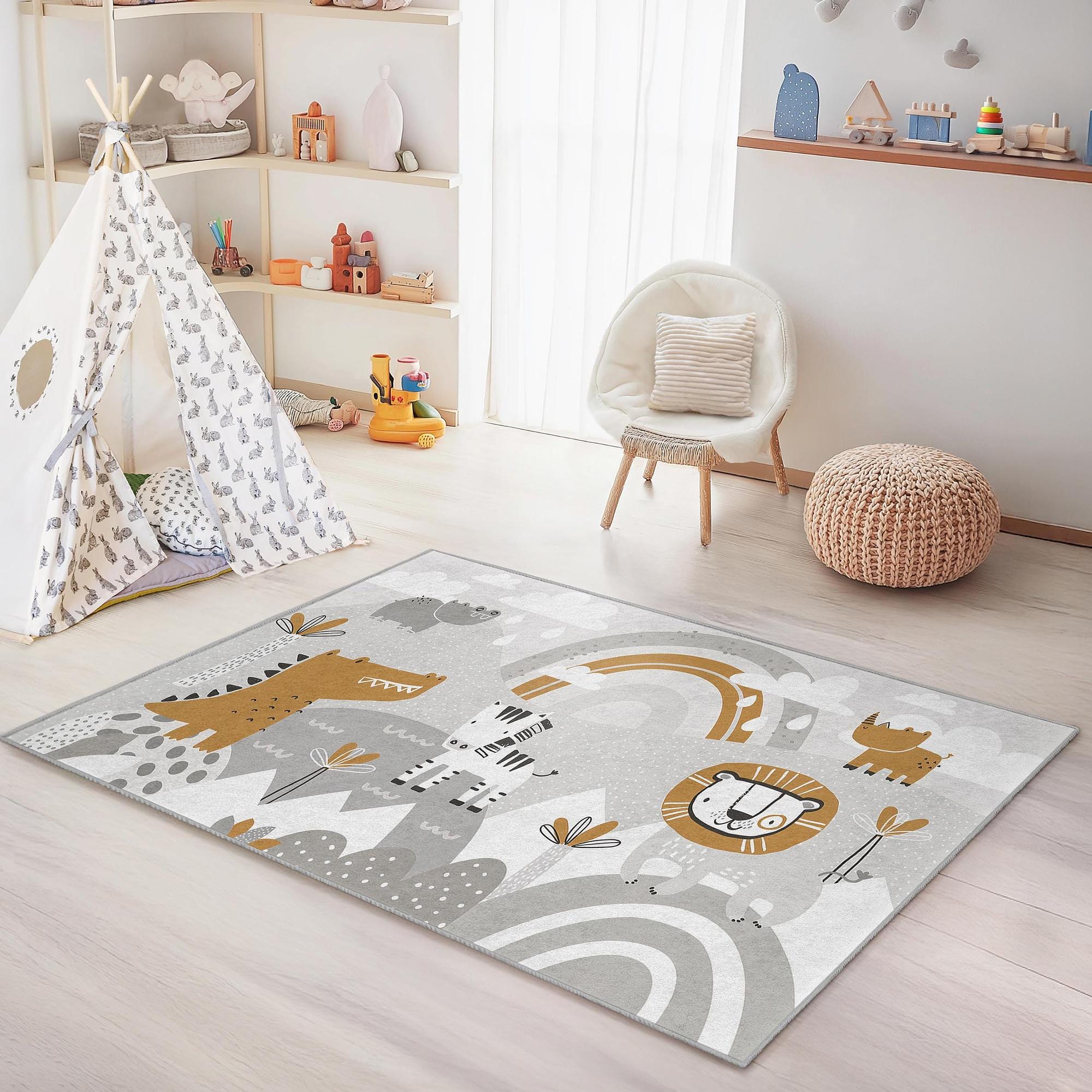 Safari Abenteuer Kinderteppich Mehrfarbig 100x300cm 0