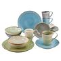 x16 Kombiservice NATURE Steinzeug Grün Türkis 3