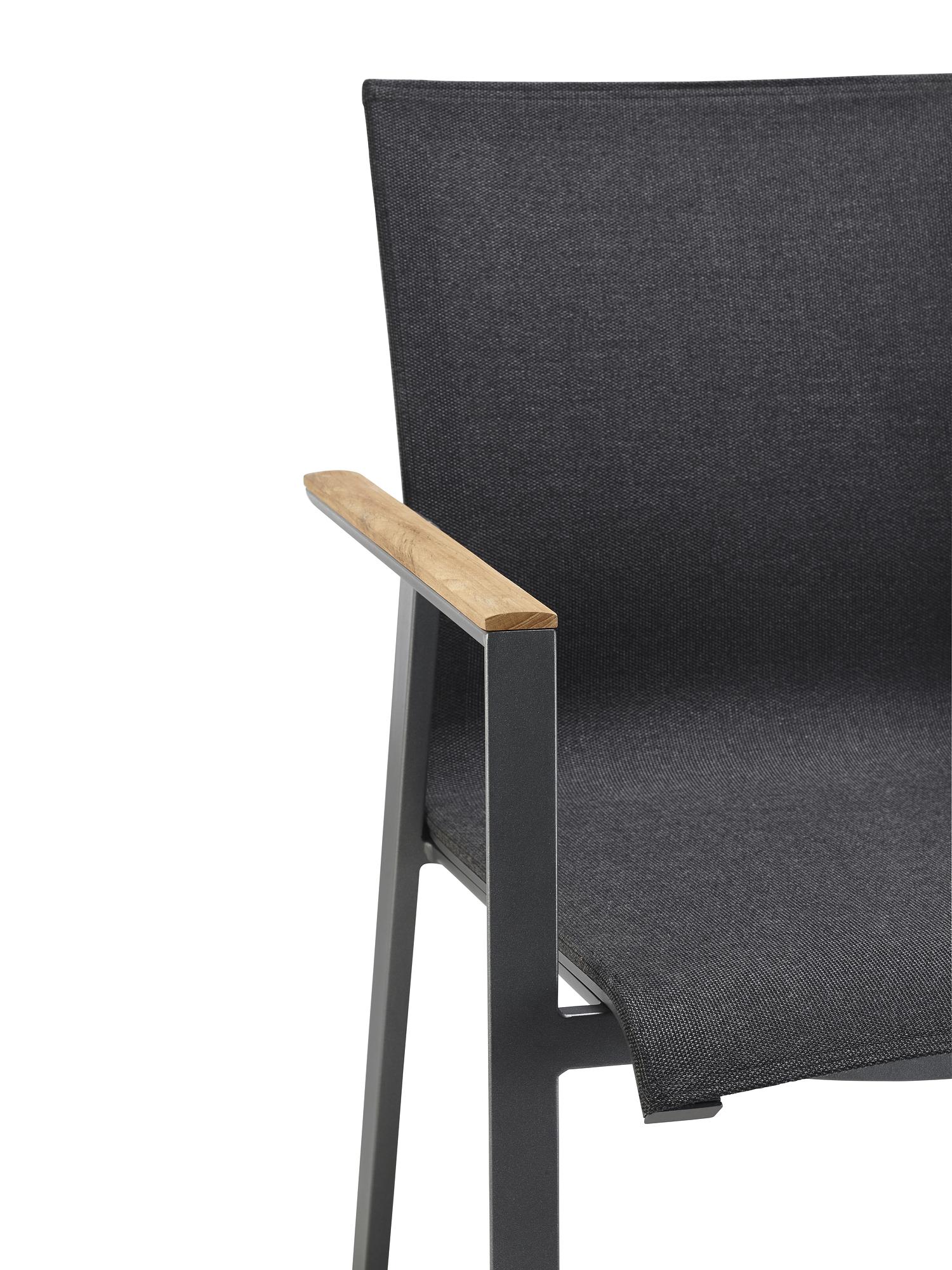 Soul Stuhl Stapelbar Aluminium mit Teak-Armlehne Anthrazit 4