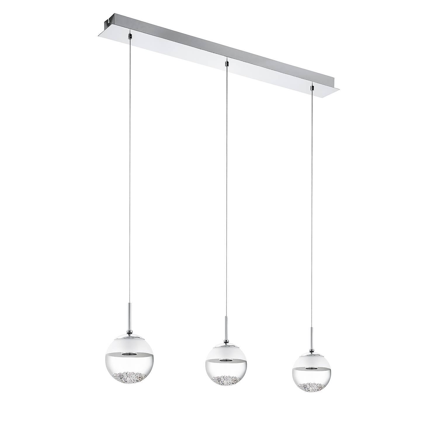 Montefio III LED pendant light Crystal glass Steel 3-flame 1