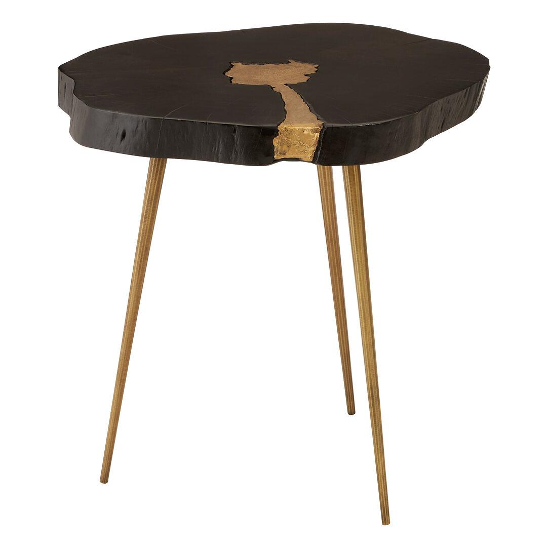 Asamra Side Table Acacia Wood Black Gold 0