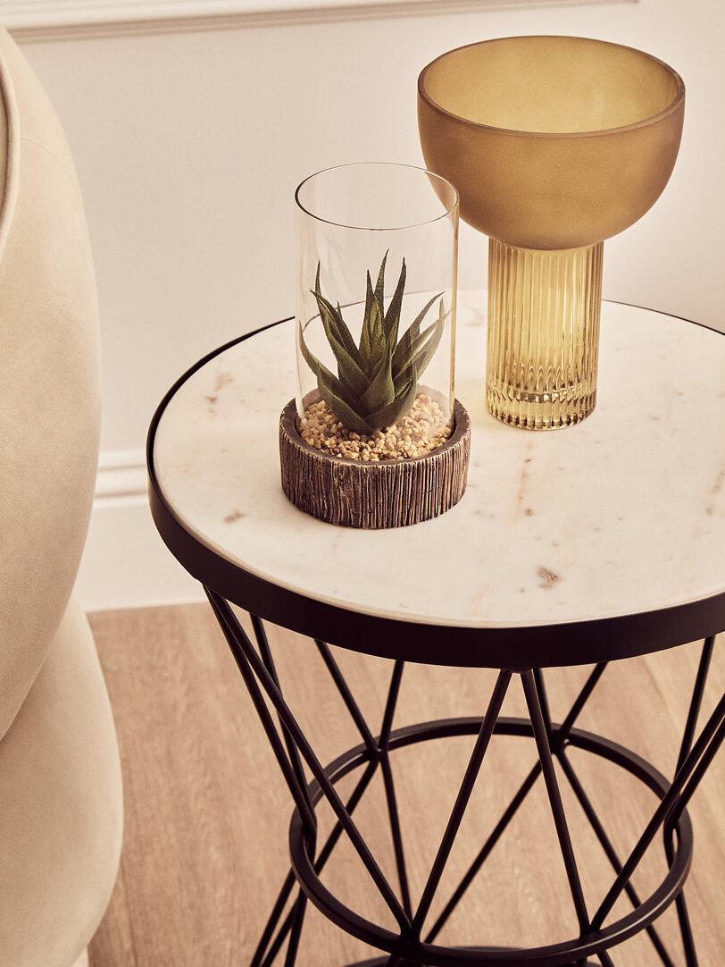 Shalimar Round Side Table Marble Metal 4