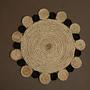 Bosie Demir Kleiner Runder Natur- und Schwarz Jute Teppich 3
