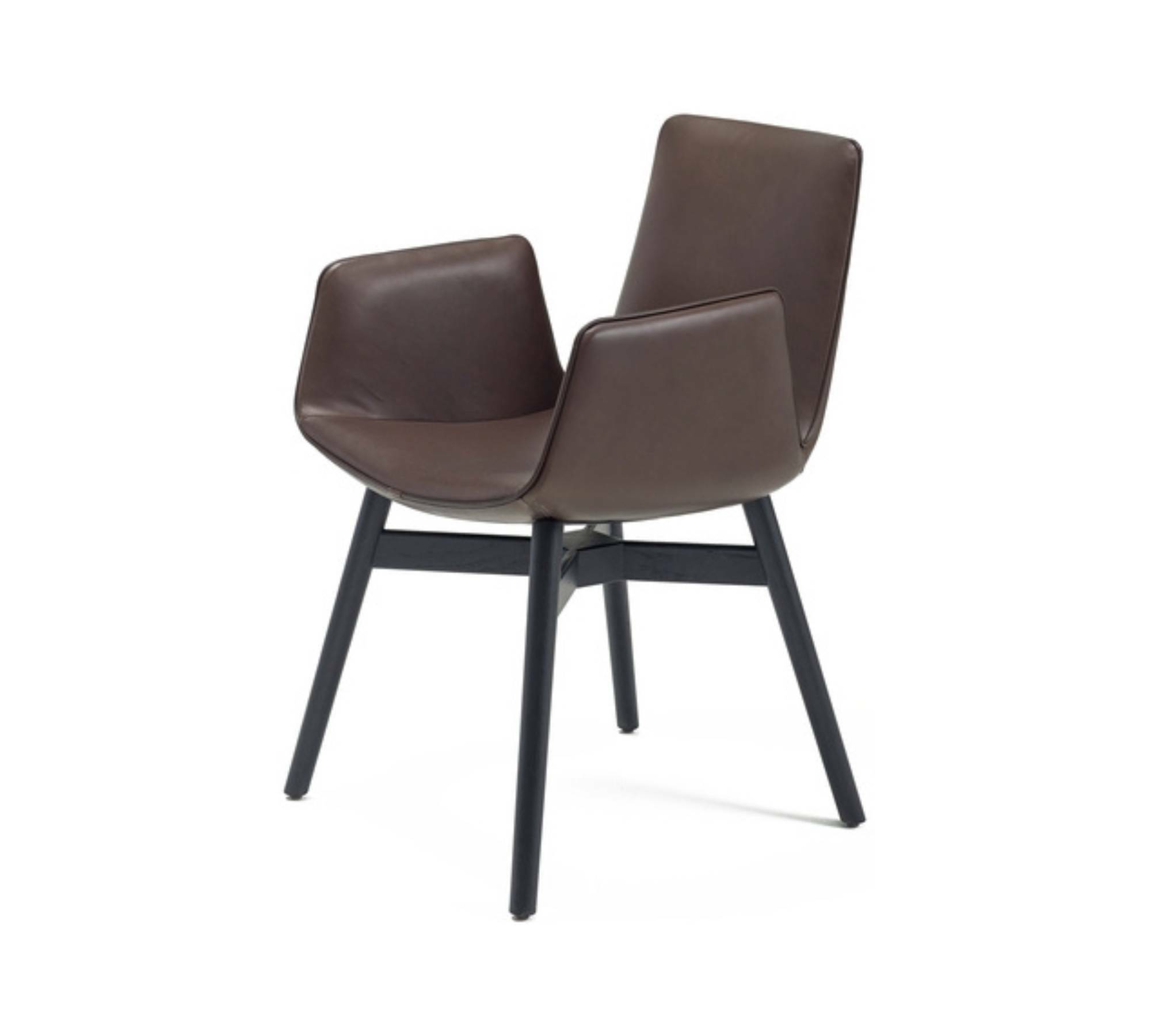 Amelie Stuhl Leder Holz Braun Schwarz 0