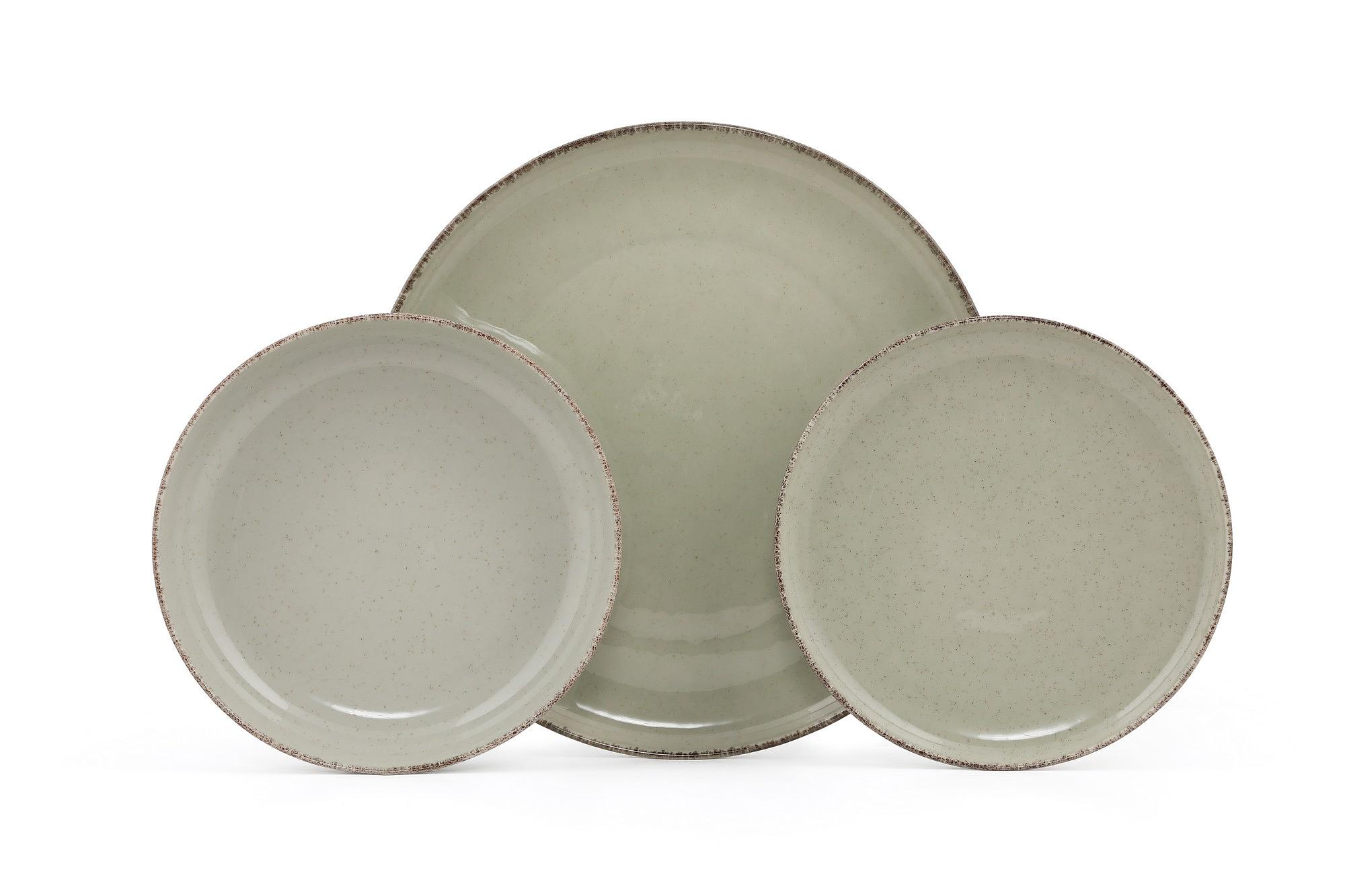 Teller-Set 18-teilig Porzellan Grün 8