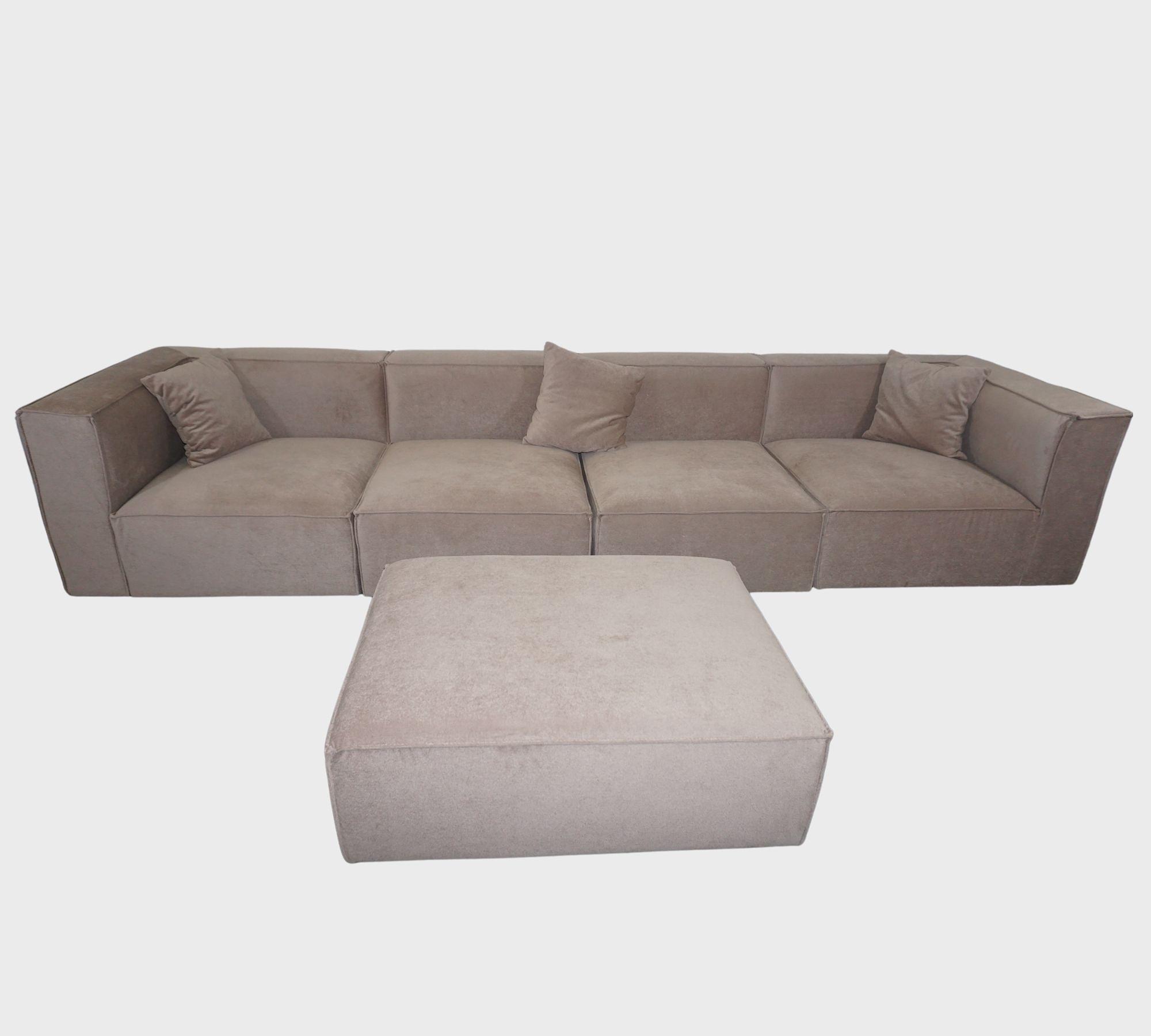 Emma Sofa 4-Sitzer & Fußhocker Cappuccino 4