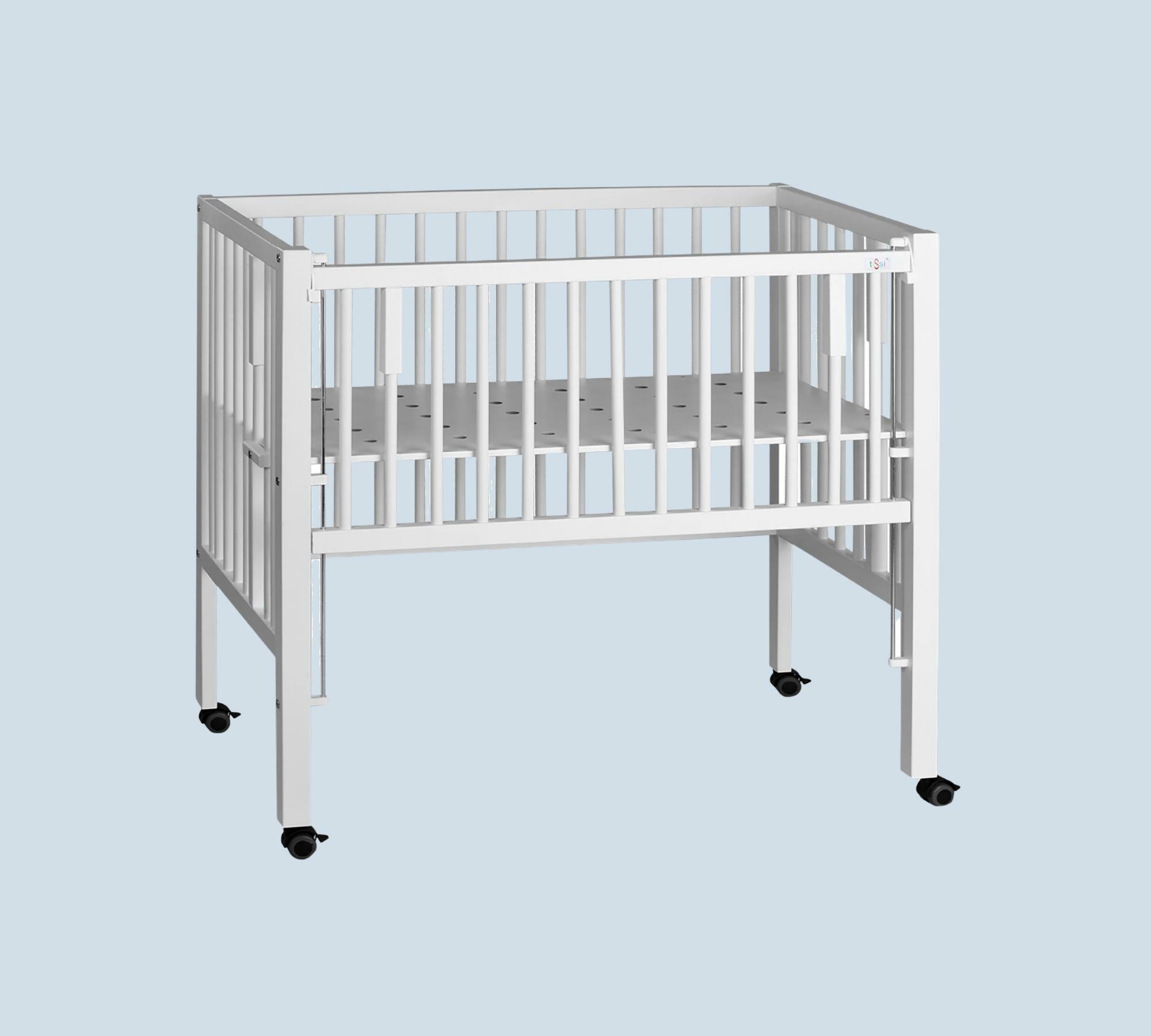 Höhenverstellbares Kleinkind-Beistellbett Buchenholz Weiß 0