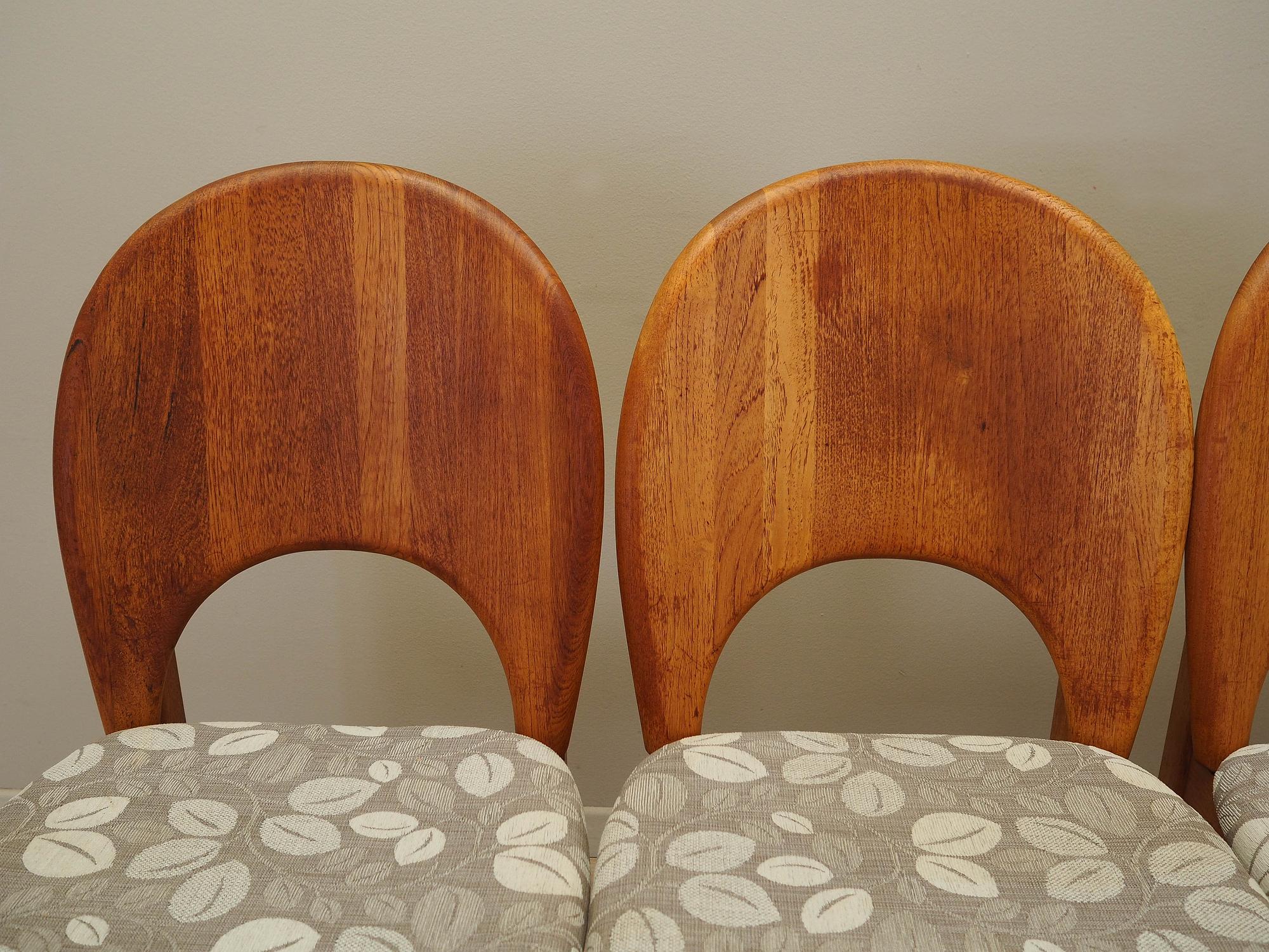 Teak wood chairs set of 4 Light brown 1960s 7