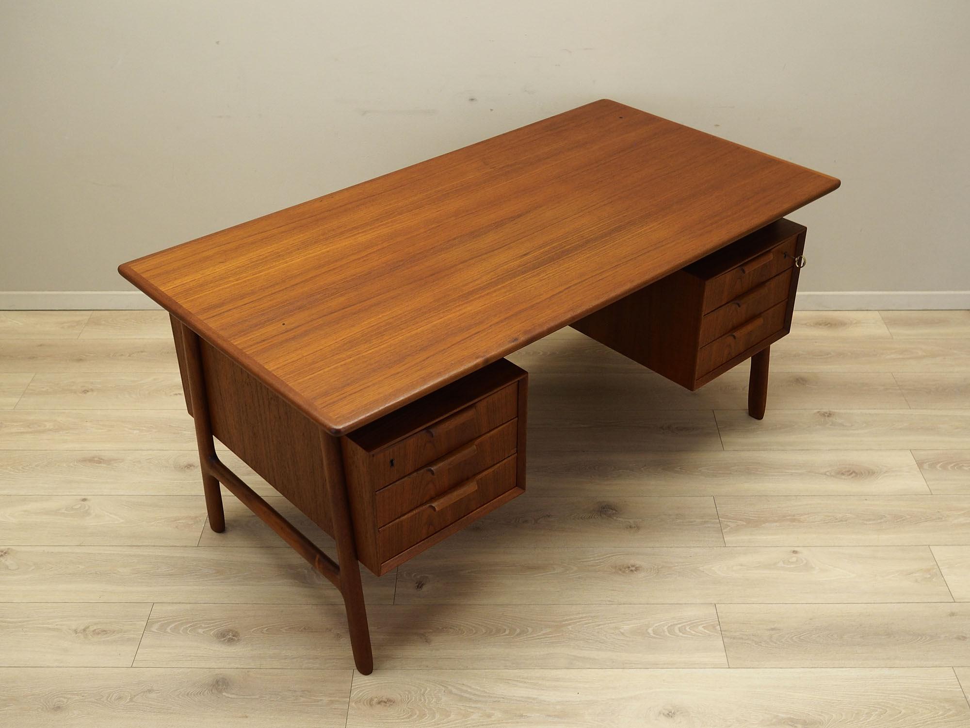 Teak-Schreibtisch Holzfurnier 1970er Jahre  8