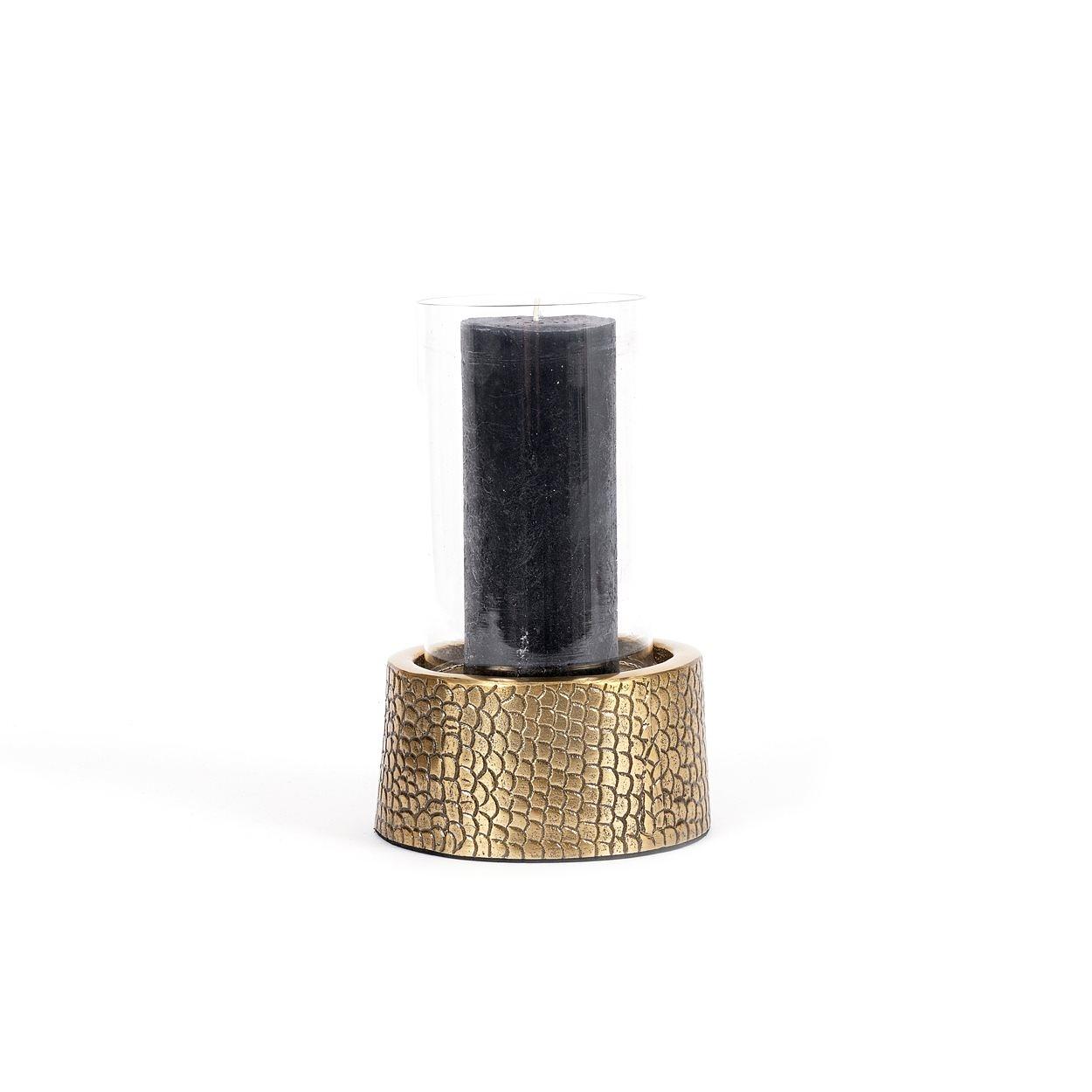 Croco Candleholder Glass Brass 0