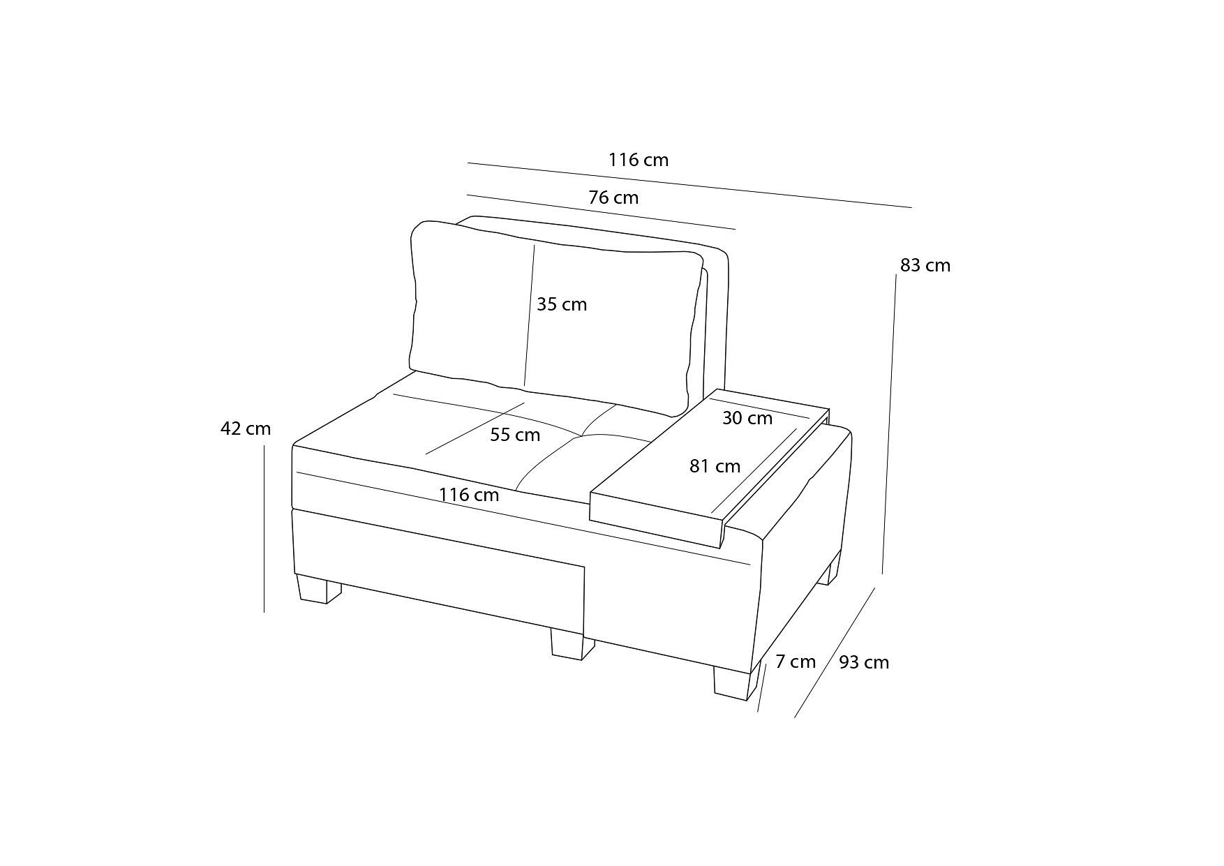 Perenna 1-Sitzer Modul Links Chenille Anthrazit 5