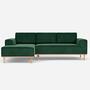 Vilmar 3-Sitzer Sofa Recamiere links Velour Lux Dark Green 0