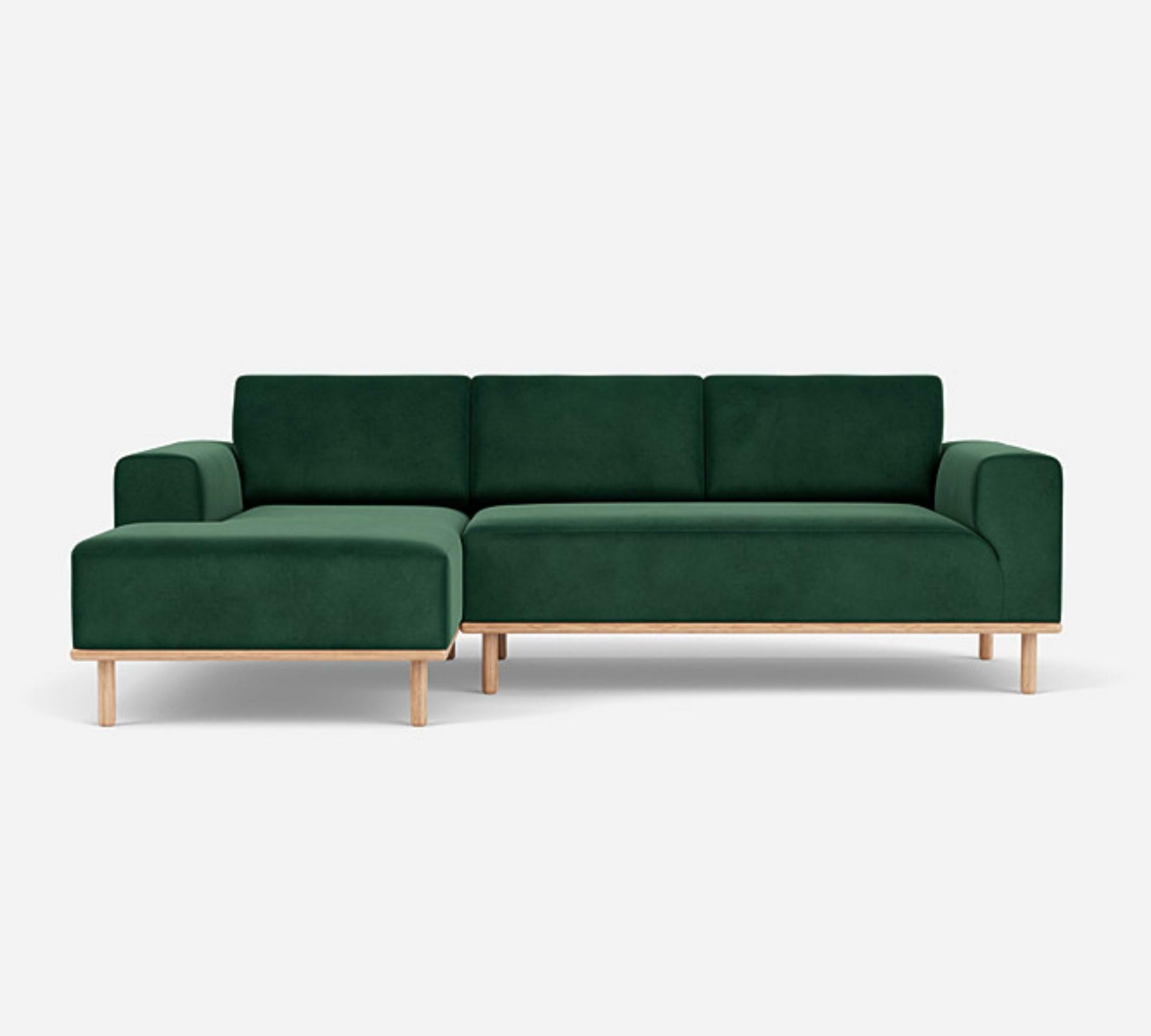 Vilmar 3-Sitzer Sofa Recamiere links Velour Lux Dark Green 0