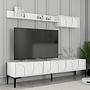 Lyon 2 TV cabinet Wood veneer White Black 3