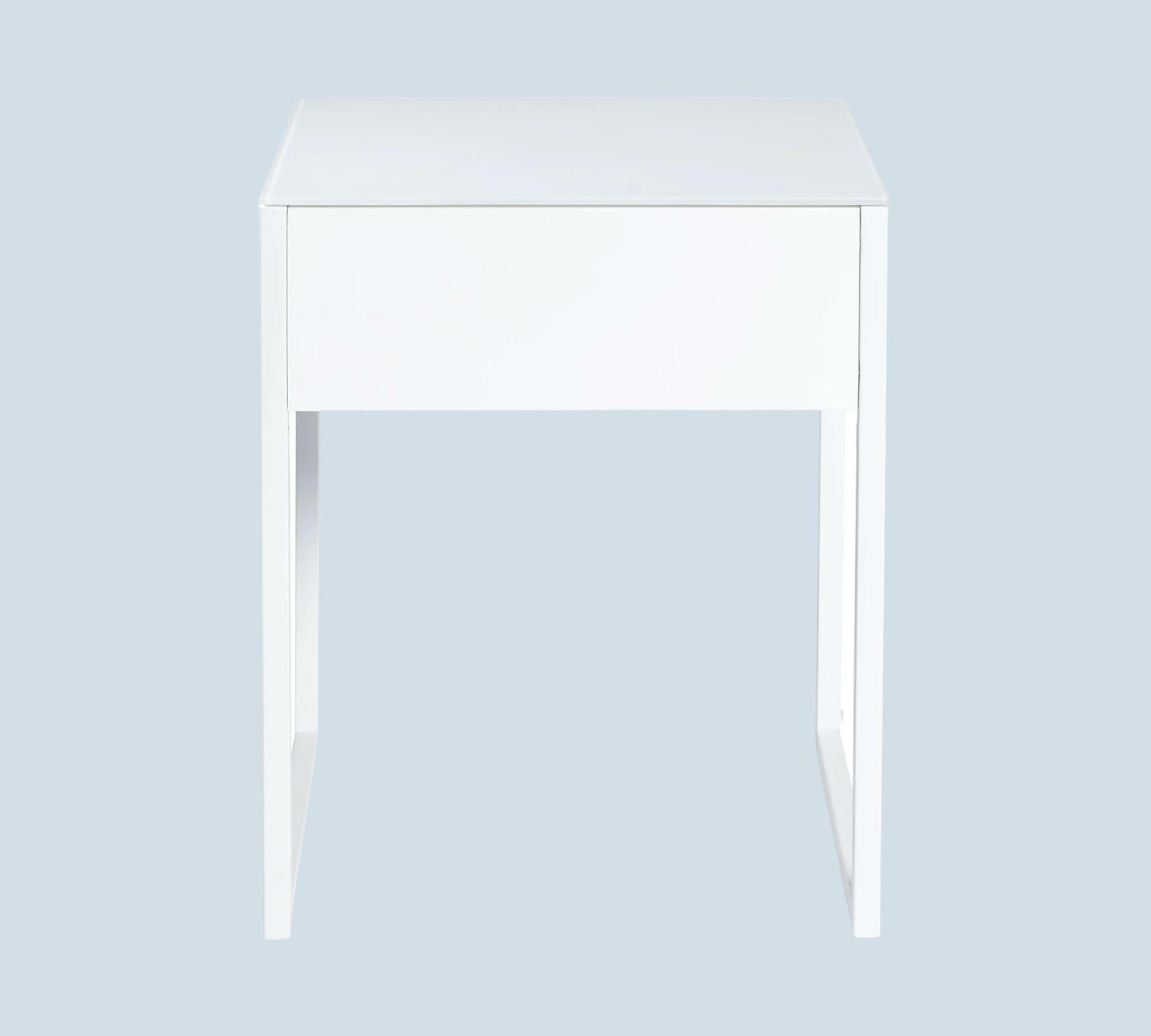 Minimalistischer Beistelltisch Glas Metall Weiß 1
